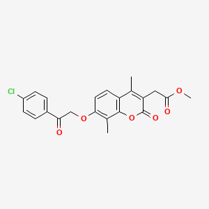 molecular formula C22H19ClO6 B4084759 methyl {7-[2-(4-chlorophenyl)-2-oxoethoxy]-4,8-dimethyl-2-oxo-2H-chromen-3-yl}acetate 