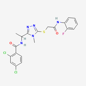 molecular formula C20H18Cl2FN5O2S B4084762 2,4-dichloro-N-{1-[5-({2-[(2-fluorophenyl)amino]-2-oxoethyl}thio)-4-methyl-4H-1,2,4-triazol-3-yl]ethyl}benzamide 