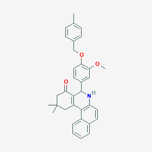 molecular formula C34H33NO3 B408477 5-{3-methoxy-4-[(4-methylbenzyl)oxy]phenyl}-2,2-dimethyl-2,3,5,6-tetrahydrobenzo[a]phenanthridin-4(1H)-one 