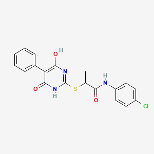 molecular formula C19H16ClN3O3S B4084786 N-(4-chlorophenyl)-2-[(4-hydroxy-6-oxo-5-phenyl-1,6-dihydro-2-pyrimidinyl)thio]propanamide 