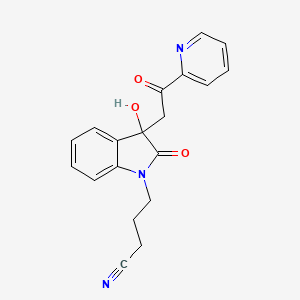 4-{3-hydroxy-2-oxo-3-[2-oxo-2-(2-pyridinyl)ethyl]-2,3-dihydro-1H-indol-1-yl}butanenitrile