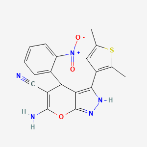 6-amino-3-(2,5-dimethyl-3-thienyl)-4-(2-nitrophenyl)-1,4-dihydropyrano[2,3-c]pyrazole-5-carbonitrile