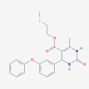 molecular formula C21H22N2O4S B408488 2-(Methylsulfanyl)ethyl 6-methyl-2-oxo-4-(3-phenoxyphenyl)-1,2,3,4-tetrahydro-5-pyrimidinecarboxylate 