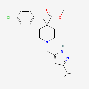 molecular formula C22H30ClN3O2 B4084880 ethyl 4-(4-chlorobenzyl)-1-[(5-isopropyl-1H-pyrazol-3-yl)methyl]-4-piperidinecarboxylate 