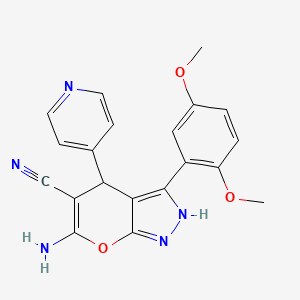 6-amino-3-(2,5-dimethoxyphenyl)-4-(4-pyridinyl)-1,4-dihydropyrano[2,3-c]pyrazole-5-carbonitrile