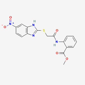 molecular formula C17H14N4O5S B4084920 methyl 2-({[(5-nitro-1H-benzimidazol-2-yl)thio]acetyl}amino)benzoate 