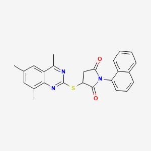 molecular formula C25H21N3O2S B4084922 1-(1-naphthyl)-3-[(4,6,8-trimethyl-2-quinazolinyl)thio]-2,5-pyrrolidinedione 