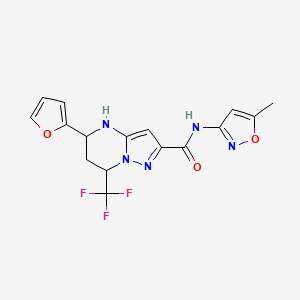 molecular formula C16H14F3N5O3 B4084933 5-(2-furyl)-N-(5-methyl-3-isoxazolyl)-7-(trifluoromethyl)-4,5,6,7-tetrahydropyrazolo[1,5-a]pyrimidine-2-carboxamide 