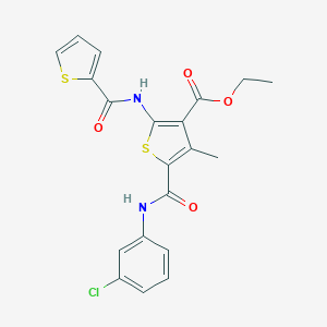 molecular formula C20H17ClN2O4S2 B408494 5-(3-Chloro-phenylcarbamoyl)-4-methyl-2-[(thiophene-2-carbonyl)-amino]-thiophene 