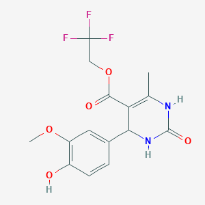 molecular formula C15H15F3N2O5 B408496 2,2,2-Trifluoroethyl 4-(4-hydroxy-3-methoxyphenyl)-6-methyl-2-oxo-1,2,3,4-tetrahydropyrimidine-5-carboxylate 