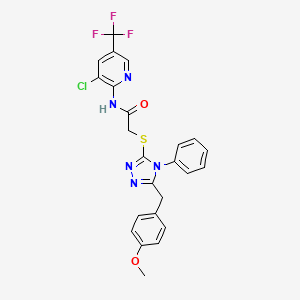 molecular formula C24H19ClF3N5O2S B4084962 N-[3-chloro-5-(trifluoromethyl)-2-pyridinyl]-2-{[5-(4-methoxybenzyl)-4-phenyl-4H-1,2,4-triazol-3-yl]thio}acetamide 