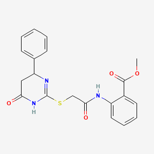 molecular formula C20H19N3O4S B4084969 methyl 2-({[(6-oxo-4-phenyl-1,4,5,6-tetrahydro-2-pyrimidinyl)thio]acetyl}amino)benzoate 