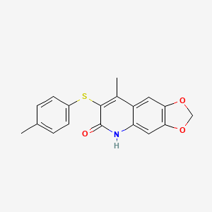 molecular formula C18H15NO3S B4084975 8-methyl-7-[(4-methylphenyl)thio][1,3]dioxolo[4,5-g]quinolin-6(5H)-one 