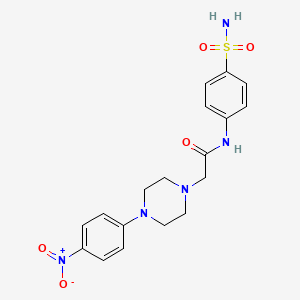 molecular formula C18H21N5O5S B4084980 N-[4-(aminosulfonyl)phenyl]-2-[4-(4-nitrophenyl)-1-piperazinyl]acetamide 