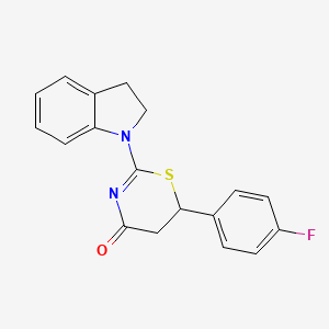 molecular formula C18H15FN2OS B4085008 2-(2,3-dihydro-1H-indol-1-yl)-6-(4-fluorophenyl)-5,6-dihydro-4H-1,3-thiazin-4-one 