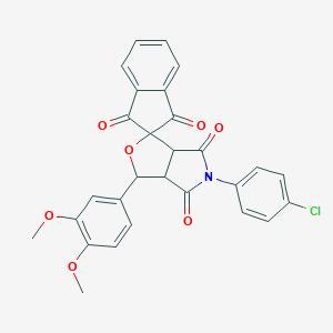 5-(4-chlorophenyl)-1-(3,4-dimethoxyphenyl)spiro[3a,6a-dihydro-1H-furo[3,4-c]pyrrole-3,2'-indene]-1',3',4,6-tetrone