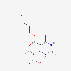 molecular formula C18H23FN2O3 B408505 Hexyl 4-(2-fluorophenyl)-6-methyl-2-oxo-1,2,3,4-tetrahydro-5-pyrimidinecarboxylate 