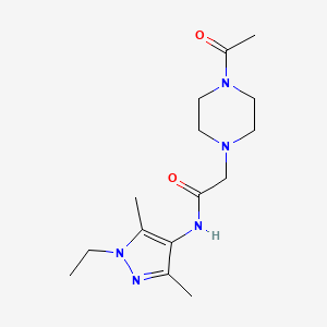 molecular formula C15H25N5O2 B4085051 2-(4-acetylpiperazin-1-yl)-N-(1-ethyl-3,5-dimethyl-1H-pyrazol-4-yl)acetamide 