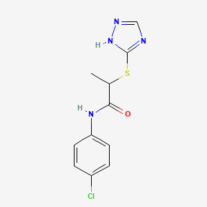 molecular formula C11H11ClN4OS B4085060 N-(4-chlorophenyl)-2-(1H-1,2,4-triazol-5-ylthio)propanamide 
