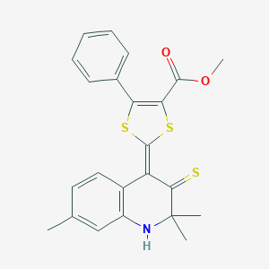 molecular formula C23H21NO2S3 B408514 methyl (2Z)-5-phenyl-2-(2,2,7-trimethyl-3-sulfanylidene-1H-quinolin-4-ylidene)-1,3-dithiole-4-carboxylate CAS No. 332074-19-8