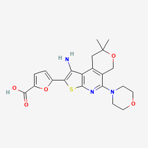 molecular formula C21H23N3O5S B4085146 5-[1-amino-8,8-dimethyl-5-(4-morpholinyl)-8,9-dihydro-6H-pyrano[4,3-d]thieno[2,3-b]pyridin-2-yl]-2-furoic acid 