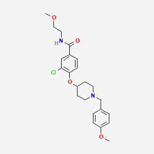 molecular formula C23H29ClN2O4 B4085152 3-chloro-4-{[1-(4-methoxybenzyl)-4-piperidinyl]oxy}-N-(2-methoxyethyl)benzamide 
