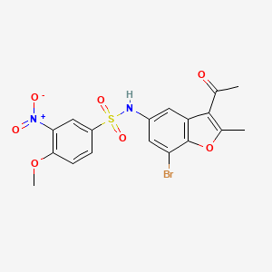 molecular formula C18H15BrN2O7S B4085158 N-(3-acetyl-7-bromo-2-methyl-1-benzofuran-5-yl)-4-methoxy-3-nitrobenzenesulfonamide 