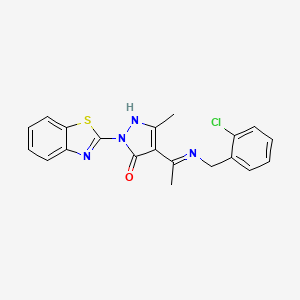 molecular formula C20H17ClN4OS B4085164 2-(1,3-benzothiazol-2-yl)-4-{1-[(2-chlorobenzyl)amino]ethylidene}-5-methyl-2,4-dihydro-3H-pyrazol-3-one 