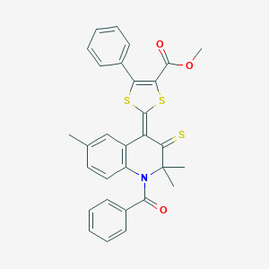 molecular formula C30H25NO3S3 B408517 methyl (2Z)-2-(1-benzoyl-2,2,6-trimethyl-3-sulfanylidenequinolin-4-ylidene)-5-phenyl-1,3-dithiole-4-carboxylate CAS No. 332074-28-9