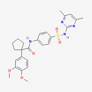 molecular formula C26H30N4O5S B4085193 1-(3,4-dimethoxyphenyl)-N-(4-{[(4,6-dimethyl-2-pyrimidinyl)amino]sulfonyl}phenyl)cyclopentanecarboxamide 