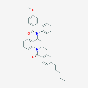 4-methoxy-N-[2-methyl-1-(4-pentylbenzoyl)-1,2,3,4-tetrahydro-4-quinolinyl]-N-phenylbenzamide