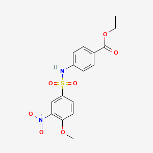 molecular formula C16H16N2O7S B4085227 ethyl 4-{[(4-methoxy-3-nitrophenyl)sulfonyl]amino}benzoate 