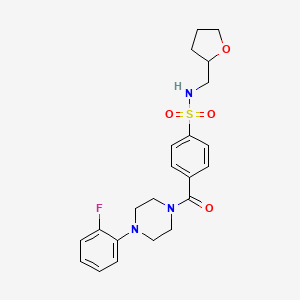 molecular formula C22H26FN3O4S B4085234 4-{[4-(2-fluorophenyl)-1-piperazinyl]carbonyl}-N-(tetrahydro-2-furanylmethyl)benzenesulfonamide 