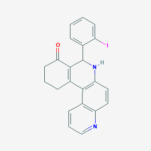 molecular formula C22H17IN2O B4085256 8-(2-iodophenyl)-8,10,11,12-tetrahydrobenzo[a]-4,7-phenanthrolin-9(7H)-one 