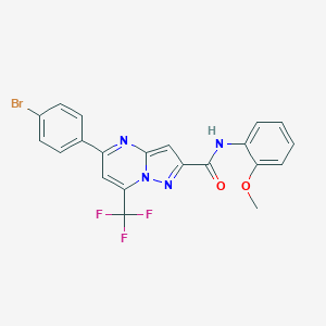 molecular formula C21H14BrF3N4O2 B408526 5-(4-bromophenyl)-N-(2-methoxyphenyl)-7-(trifluoromethyl)pyrazolo[1,5-a]pyrimidine-2-carboxamide 