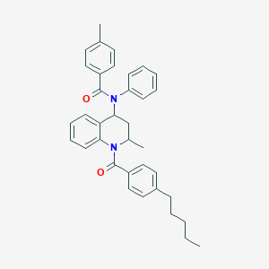 4-methyl-N-[2-methyl-1-(4-pentylbenzoyl)-1,2,3,4-tetrahydro-4-quinolinyl]-N-phenylbenzamide