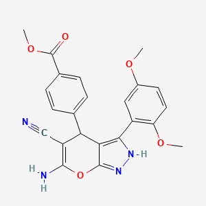 molecular formula C23H20N4O5 B4085308 methyl 4-[6-amino-5-cyano-3-(2,5-dimethoxyphenyl)-1,4-dihydropyrano[2,3-c]pyrazol-4-yl]benzoate 