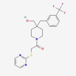 molecular formula C20H22F3N3O2S B4085348 {1-[(2-pyrimidinylthio)acetyl]-4-[3-(trifluoromethyl)benzyl]-4-piperidinyl}methanol 