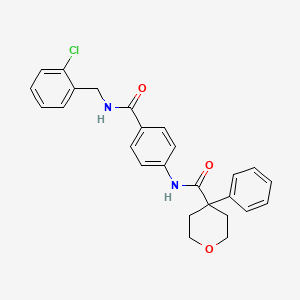 molecular formula C26H25ClN2O3 B4085355 N-(4-{[(2-chlorobenzyl)amino]carbonyl}phenyl)-4-phenyltetrahydro-2H-pyran-4-carboxamide 