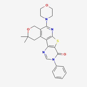 2,2-dimethyl-5-(4-morpholinyl)-9-phenyl-1,4-dihydro-2H-pyrano[4'',3'':4',5']pyrido[3',2':4,5]thieno[3,2-d]pyrimidin-8(9H)-one