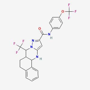 molecular formula C23H18F6N4O2 B4085361 N-[4-(trifluoromethoxy)phenyl]-7-(trifluoromethyl)-5,6,6a,7,12,12a-hexahydrobenzo[h]pyrazolo[5,1-b]quinazoline-10-carboxamide 
