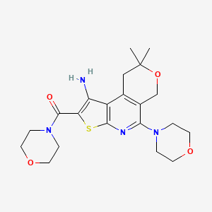 molecular formula C21H28N4O4S B4085367 8,8-dimethyl-5-(4-morpholinyl)-2-(4-morpholinylcarbonyl)-8,9-dihydro-6H-pyrano[4,3-d]thieno[2,3-b]pyridin-1-amine 