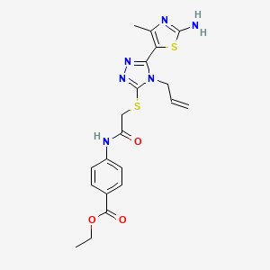 molecular formula C20H22N6O3S2 B4085396 ethyl 4-[({[4-allyl-5-(2-amino-4-methyl-1,3-thiazol-5-yl)-4H-1,2,4-triazol-3-yl]thio}acetyl)amino]benzoate 