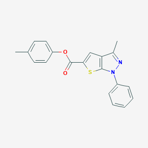 molecular formula C20H16N2O2S B408542 4-methylphenyl 3-methyl-1-phenyl-1H-thieno[2,3-c]pyrazole-5-carboxylate 