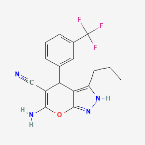 6-amino-3-propyl-4-[3-(trifluoromethyl)phenyl]-1,4-dihydropyrano[2,3-c]pyrazole-5-carbonitrile