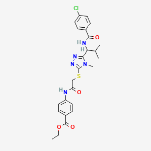 molecular formula C25H28ClN5O4S B4085448 ethyl 4-({[(5-{1-[(4-chlorobenzoyl)amino]-2-methylpropyl}-4-methyl-4H-1,2,4-triazol-3-yl)thio]acetyl}amino)benzoate 