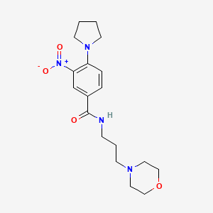 molecular formula C18H26N4O4 B4085455 N-[3-(4-morpholinyl)propyl]-3-nitro-4-(1-pyrrolidinyl)benzamide 