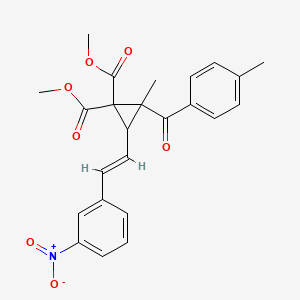 molecular formula C24H23NO7 B4085482 dimethyl 2-methyl-2-(4-methylbenzoyl)-3-[2-(3-nitrophenyl)vinyl]-1,1-cyclopropanedicarboxylate 