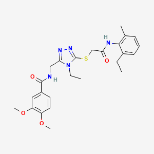 molecular formula C25H31N5O4S B4085535 N-{[4-ethyl-5-({2-[(2-ethyl-6-methylphenyl)amino]-2-oxoethyl}thio)-4H-1,2,4-triazol-3-yl]methyl}-3,4-dimethoxybenzamide 