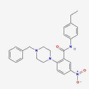 molecular formula C26H28N4O3 B4085536 2-(4-benzyl-1-piperazinyl)-N-(4-ethylphenyl)-5-nitrobenzamide 